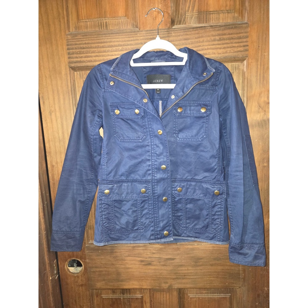 J.Crew Womens Field Jacket Navy Blue Cotton Utility Coat XXS 19034